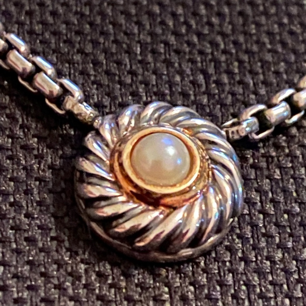 David Yurman 14 karat gold 925 Pearl necklace 16 , - Picture 6 of 9